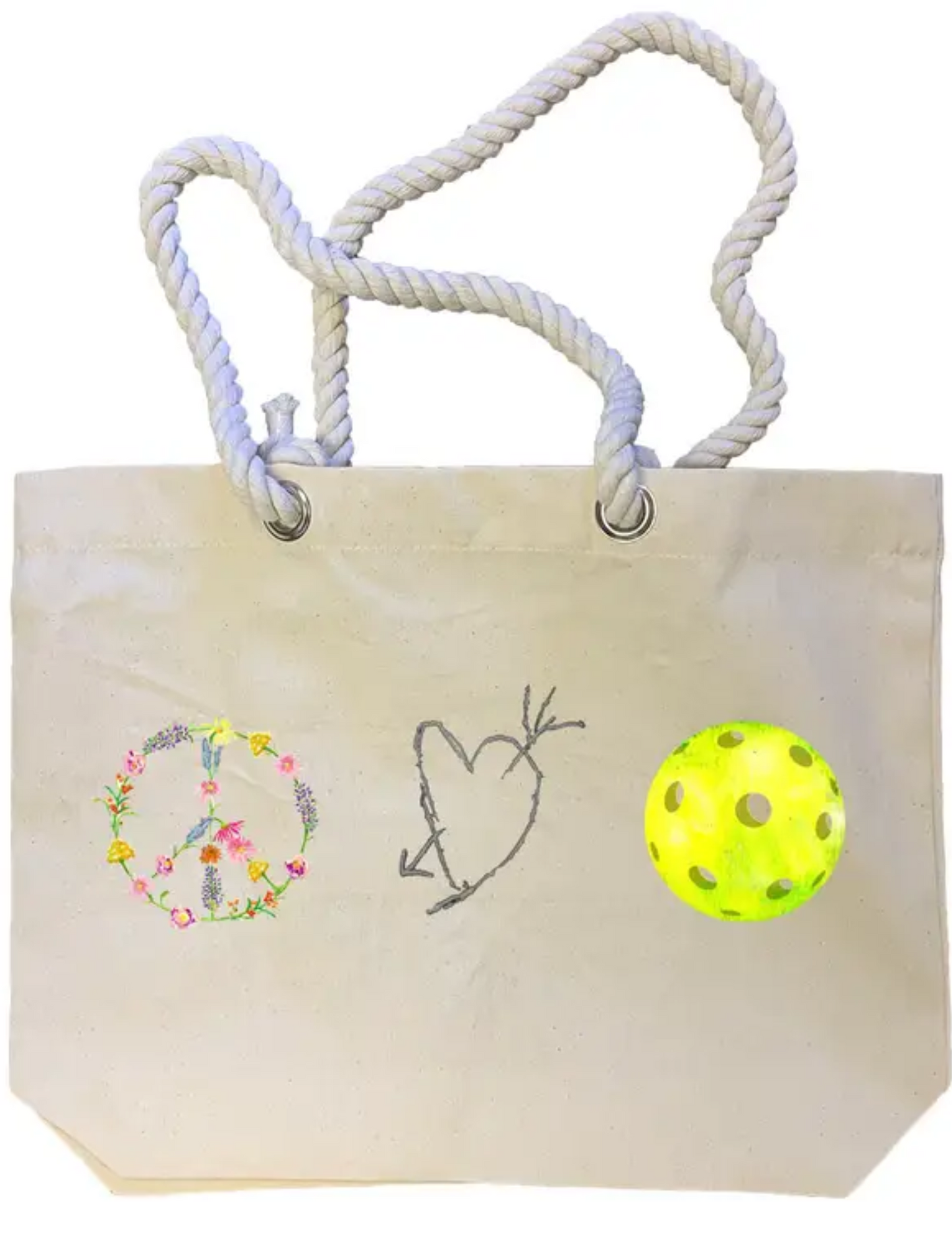 "Peace Love Pickleball" Tote Bag