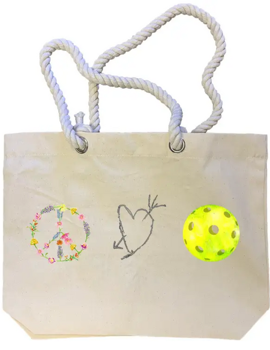 "Peace Love Pickleball" Tote Bag
